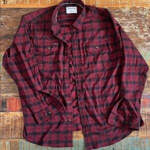 Poncho Red and Black Plaid Shirt